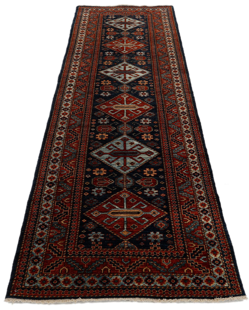 3x10 Navy and Red Traditional Runner