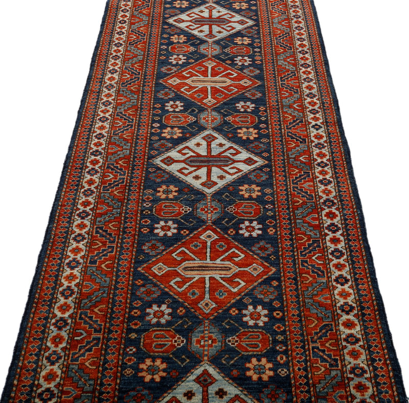3x10 Navy and Red Traditional Runner