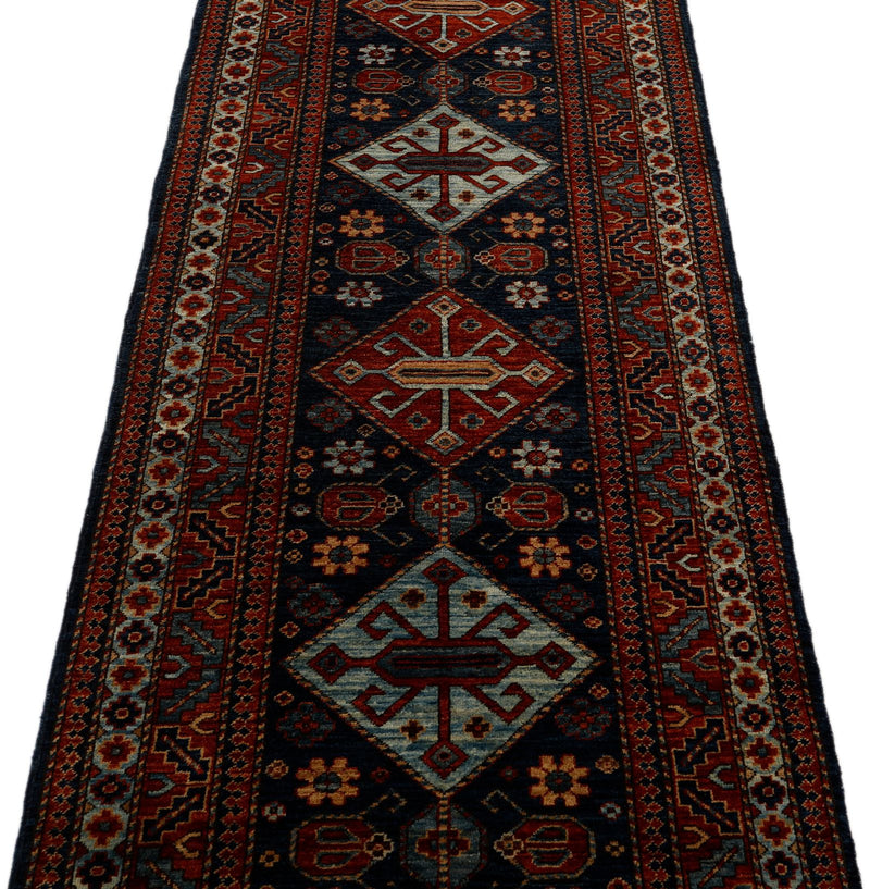 3x10 Navy and Red Traditional Runner
