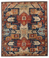 8x10 Navy and Multicolor Traditional Rug