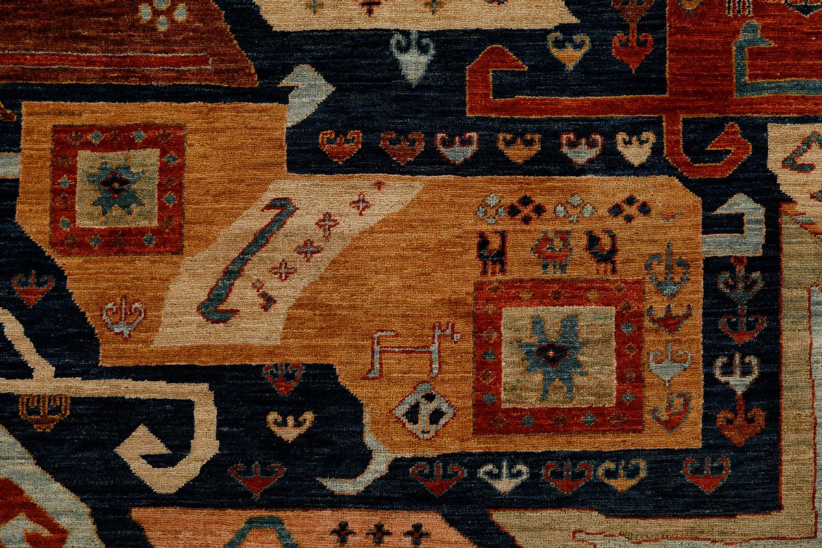 8x10 Navy and Multicolor Traditional Rug