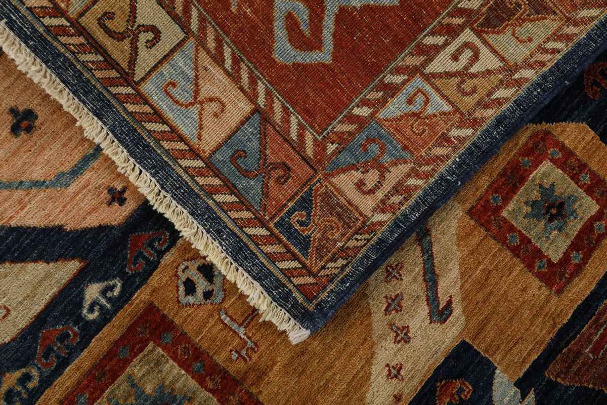 8x10 Navy and Multicolor Traditional Rug