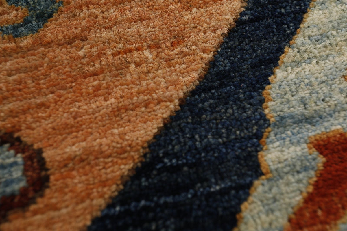 8x10 Navy and Multicolor Traditional Rug