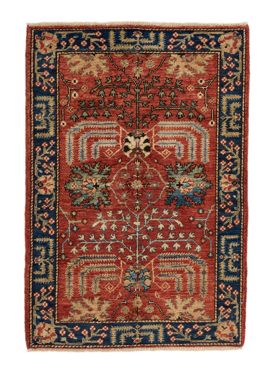 3x4 Rust and Navy Anatolian Traditional Rug