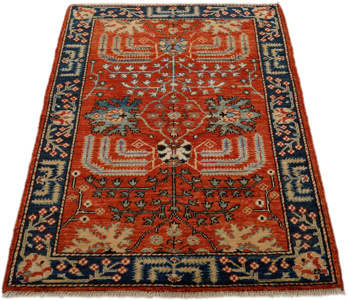 3x4 Rust and Navy Anatolian Traditional Rug