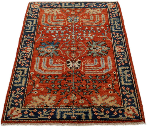 3x4 Rust and Navy Anatolian Traditional Rug