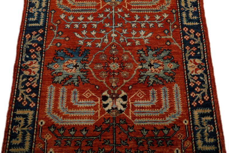 3x4 Rust and Navy Anatolian Traditional Rug