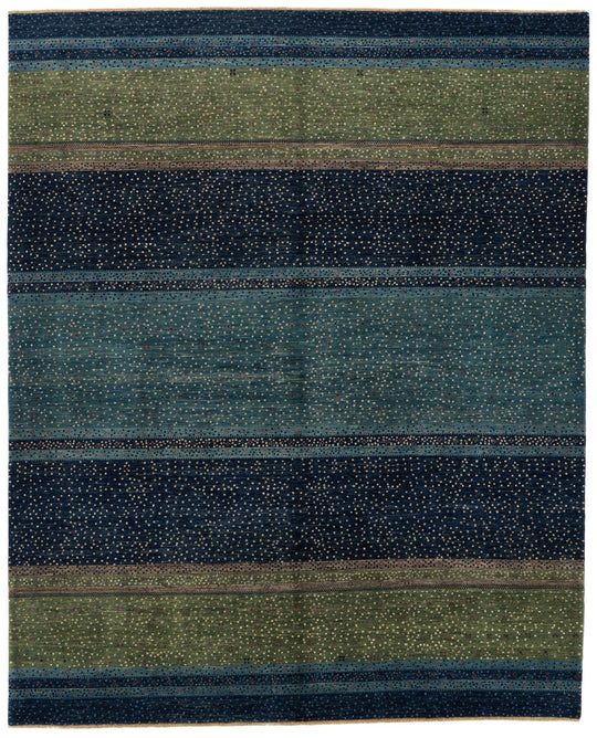 8x10 Navy and Multicolor Anatolian Tribal Rug