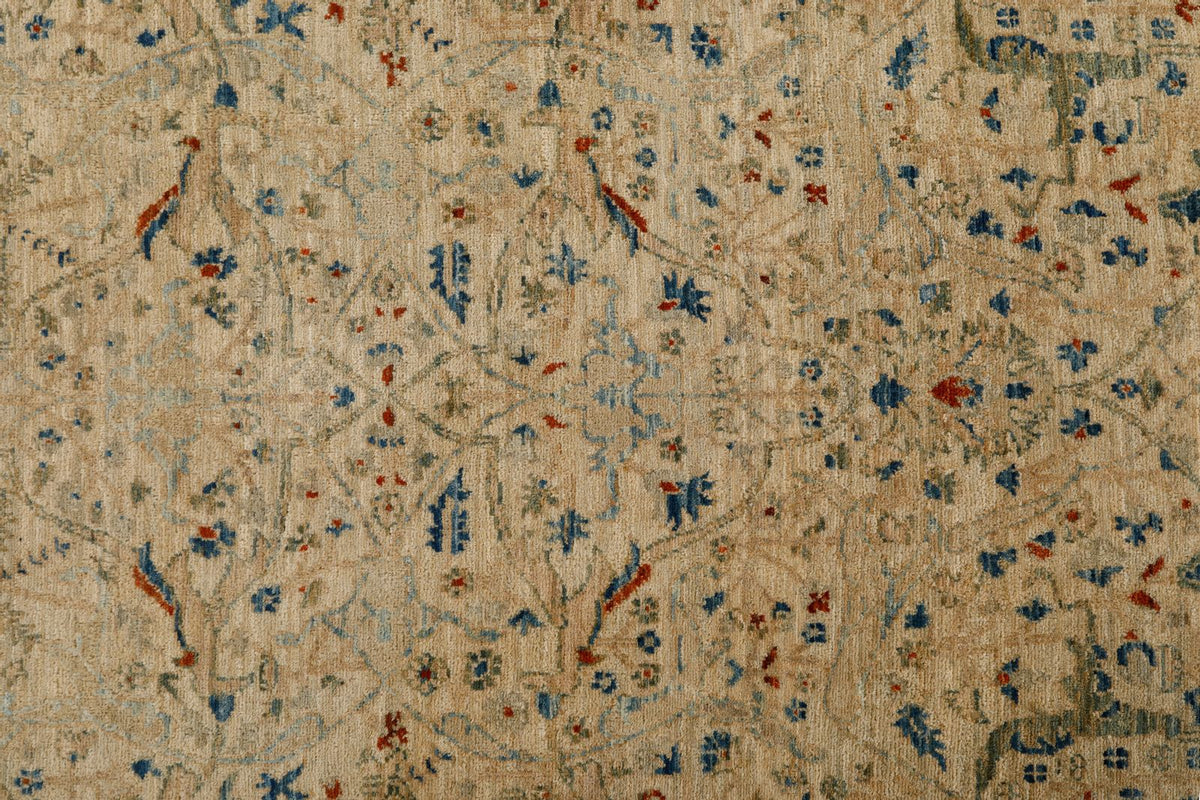 3x20 Ivory and Blue Anatolian Traditional Rug