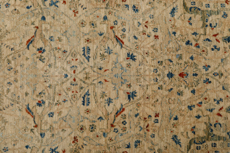 3x20 Ivory and Blue Anatolian Traditional Rug