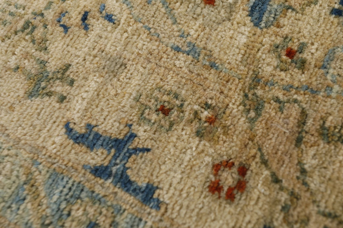 3x20 Ivory and Blue Anatolian Traditional Rug