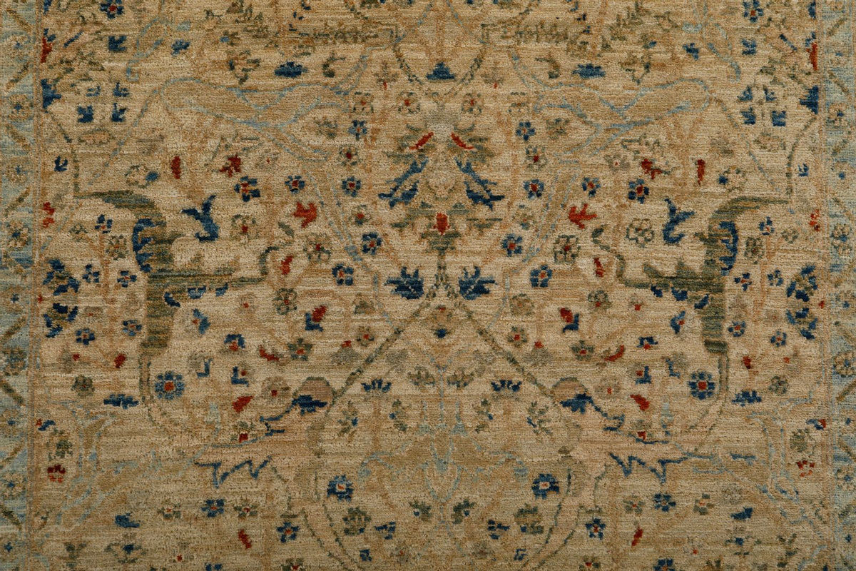 3x20 Ivory and Blue Anatolian Traditional Rug