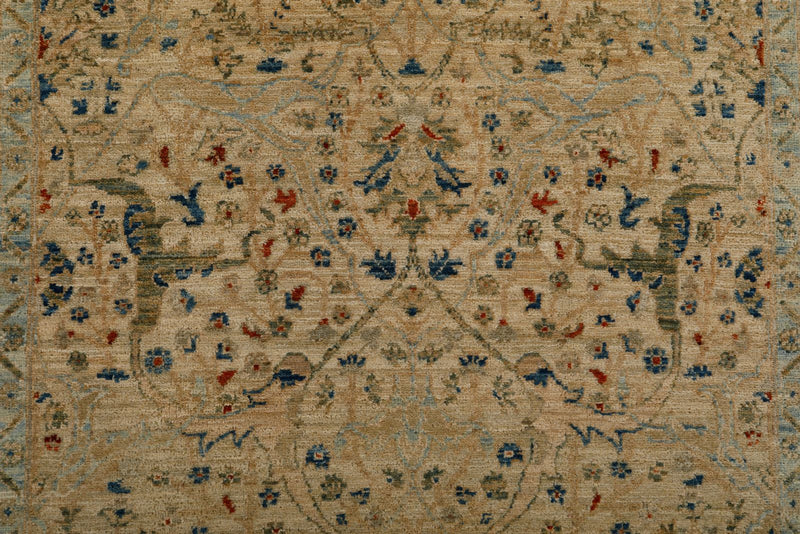 3x20 Ivory and Blue Anatolian Traditional Rug