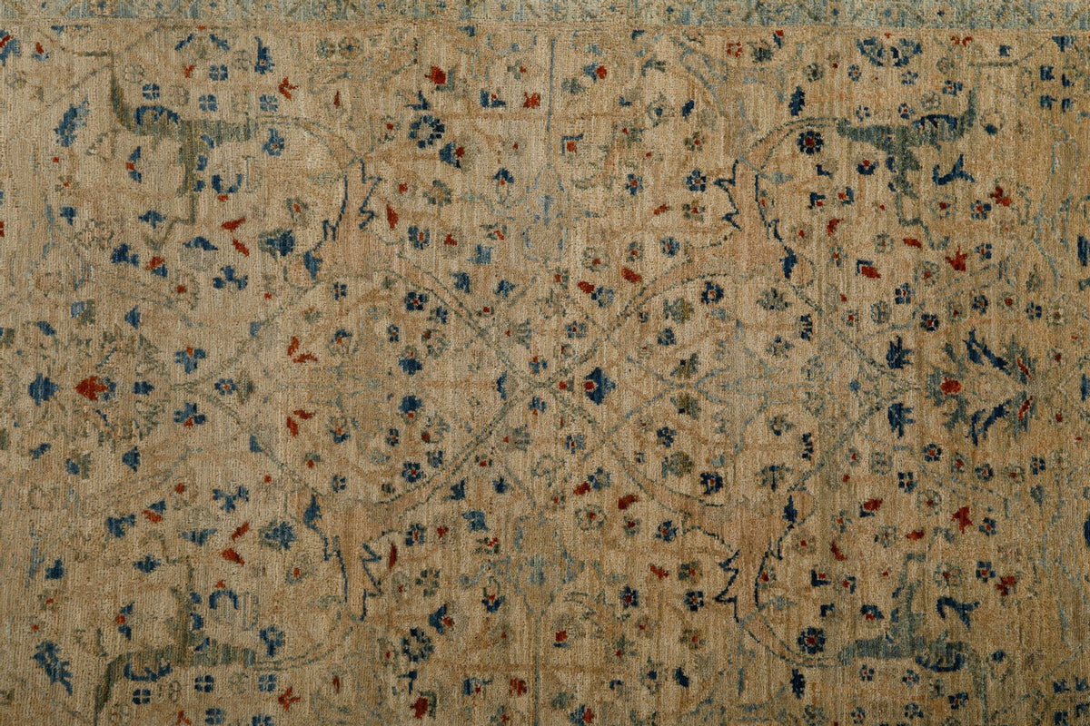 3x20 Ivory and Blue Anatolian Traditional Rug