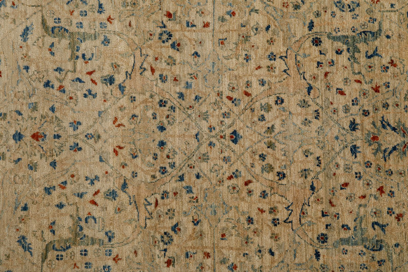3x20 Ivory and Blue Anatolian Traditional Rug