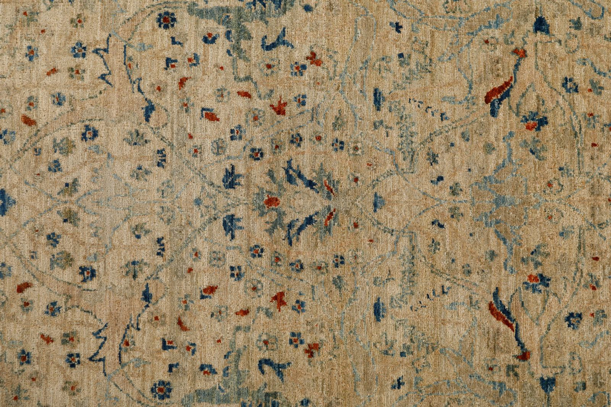 3x20 Ivory and Blue Anatolian Traditional Rug