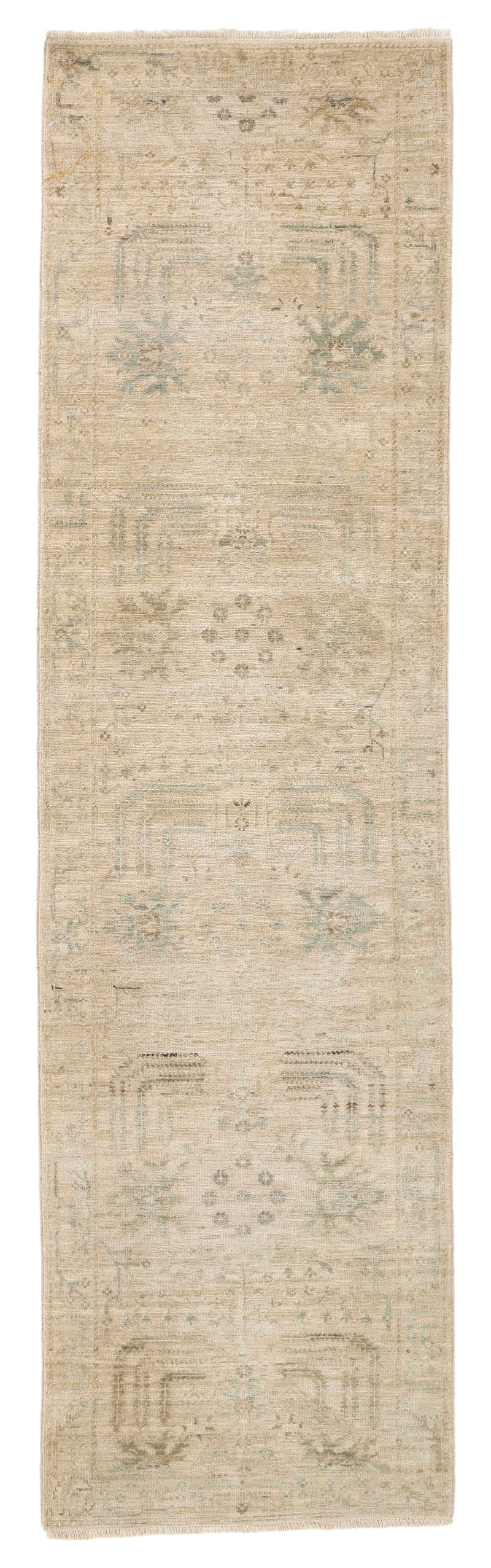 3x10 Beige and Green Anatolian Traditional Runner