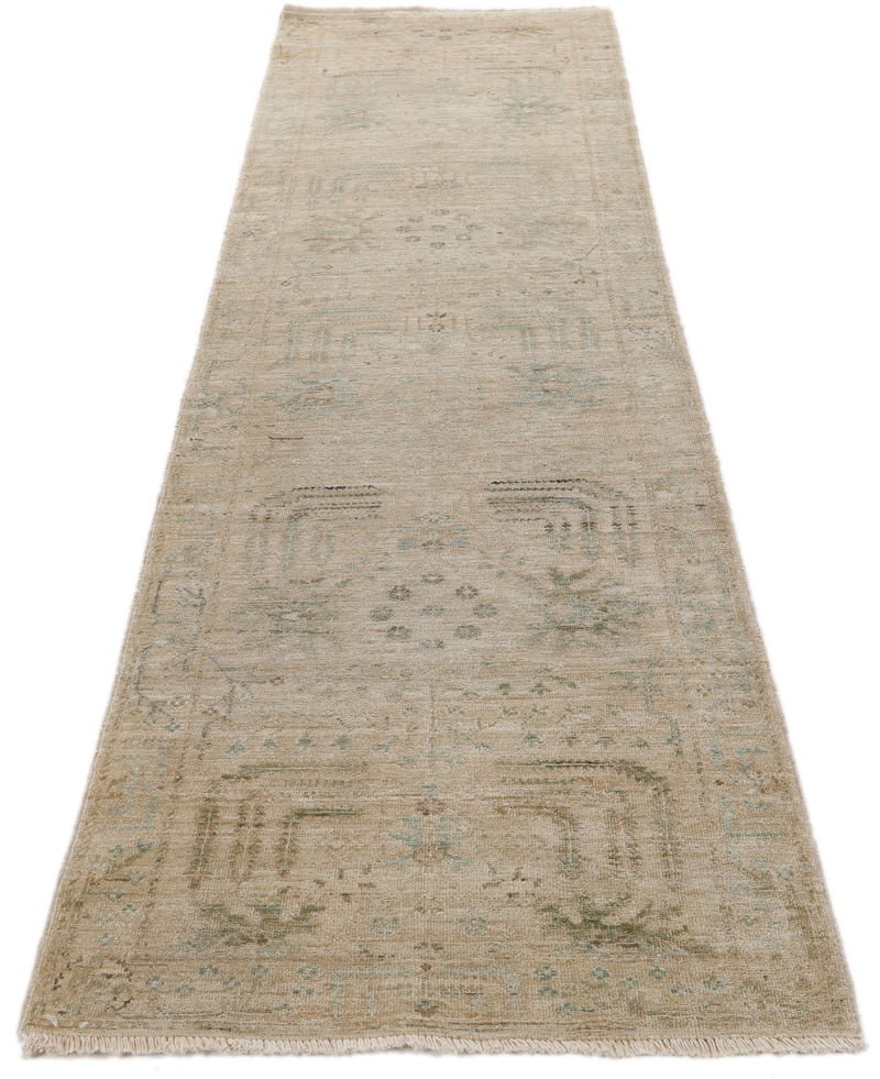 3x10 Beige and Green Anatolian Traditional Runner