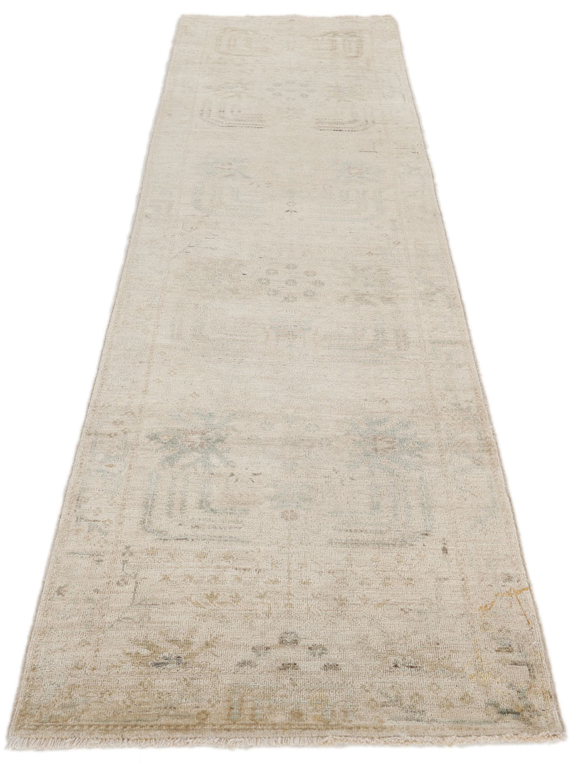 3x10 Beige and Green Anatolian Traditional Runner