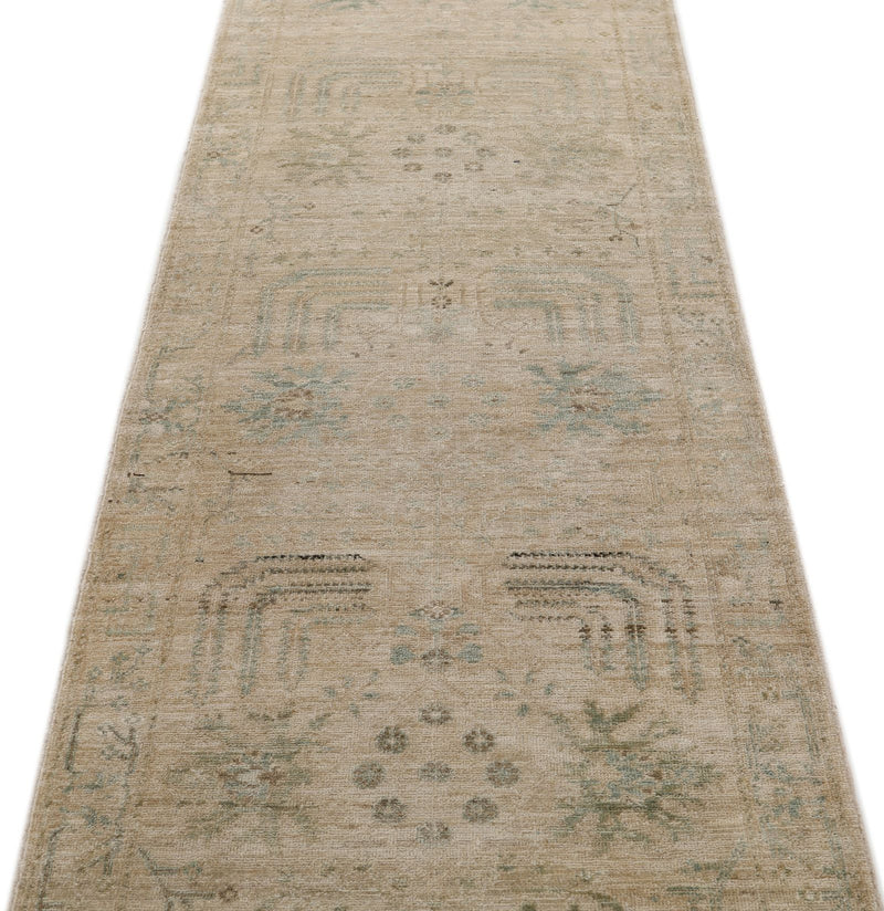 3x10 Beige and Green Anatolian Traditional Runner