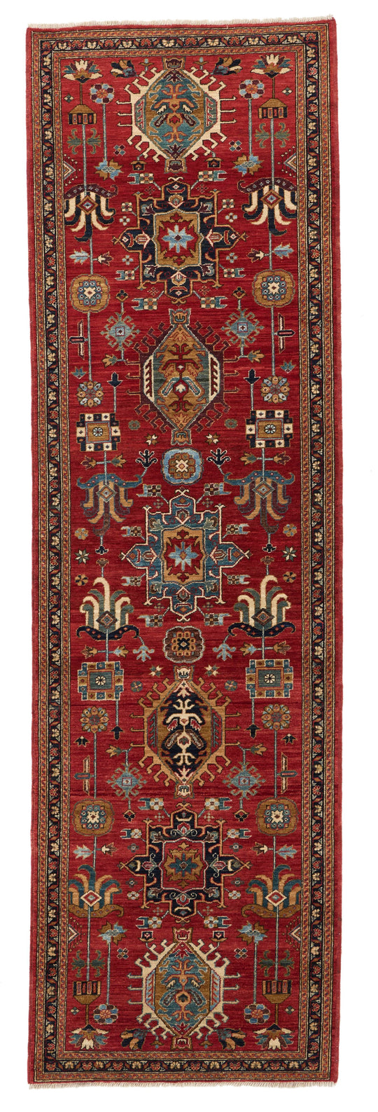 3x10 Burgundy and Navy Traditional Runner