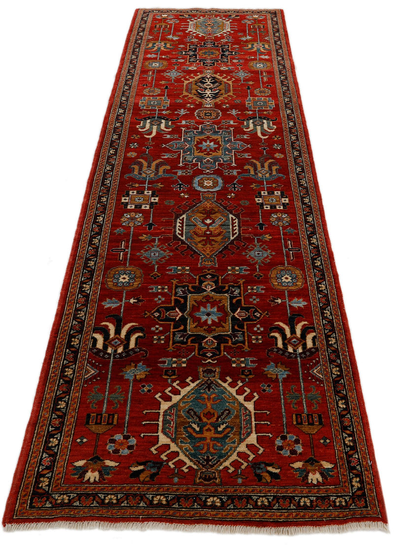 3x10 Burgundy and Navy Traditional Runner