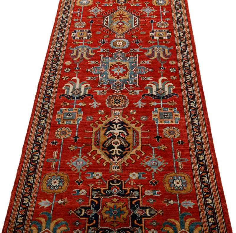 3x10 Burgundy and Navy Traditional Runner