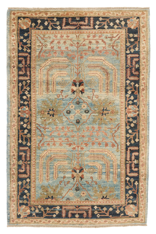 3x5 Blue and Charcoal Anatolian Traditional Rug