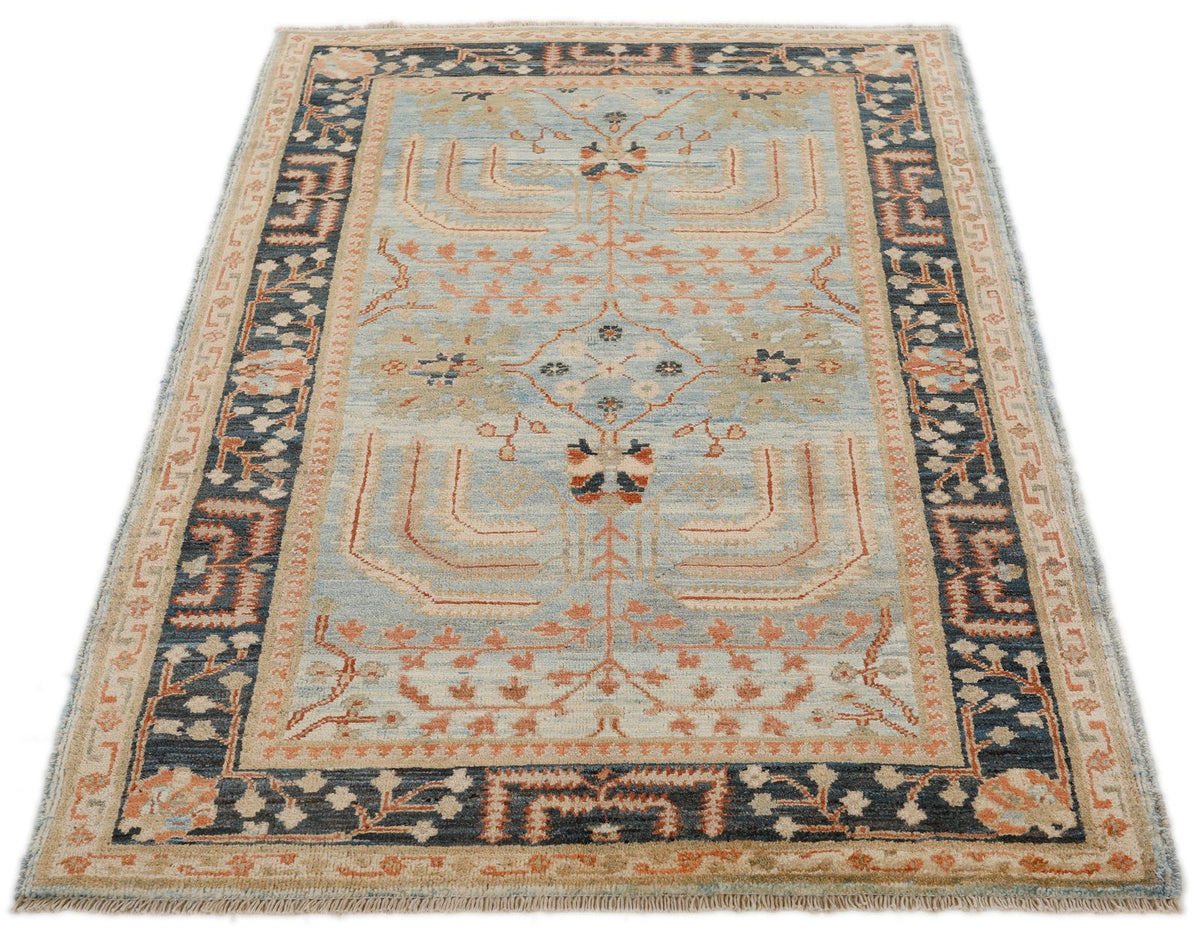 3x5 Blue and Charcoal Anatolian Traditional Rug