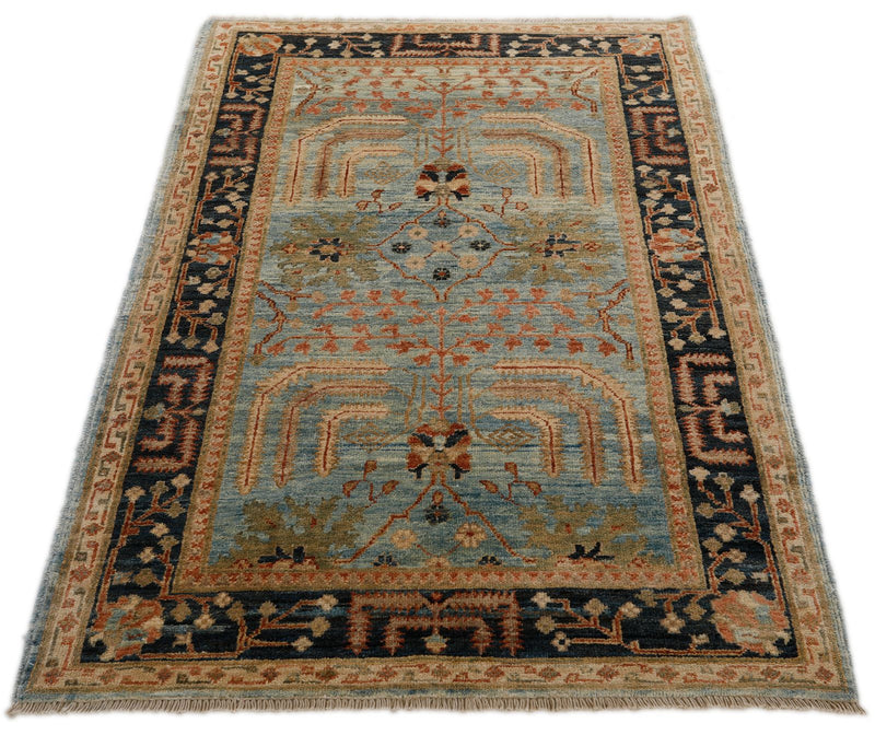 3x5 Blue and Charcoal Anatolian Traditional Rug
