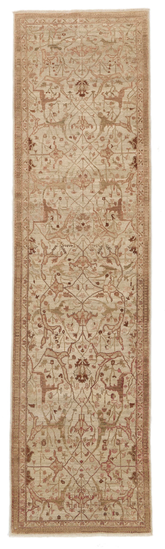 4x12 Ivory and Brown Anatolian Traditional Runner