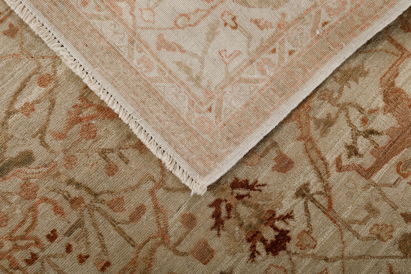 4x12 Ivory and Brown Anatolian Traditional Runner