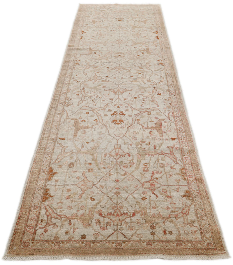 4x12 Ivory and Brown Anatolian Traditional Runner