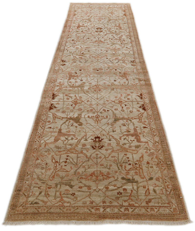 4x12 Ivory and Brown Anatolian Traditional Runner