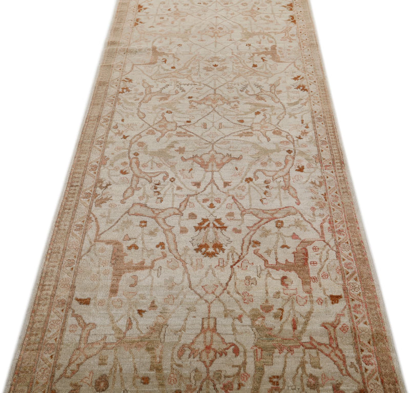 4x12 Ivory and Brown Anatolian Traditional Runner