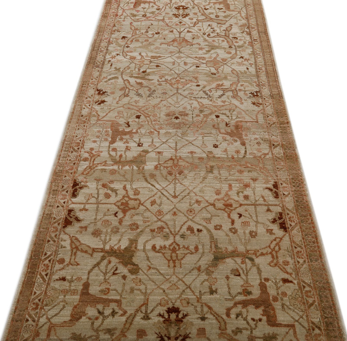 4x12 Ivory and Brown Anatolian Traditional Runner