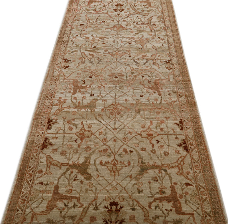 4x12 Ivory and Brown Anatolian Traditional Runner