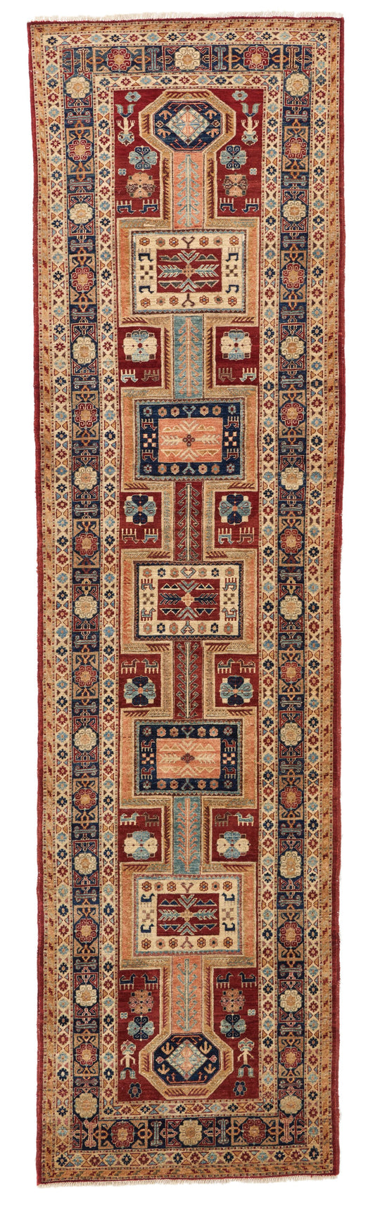 3x11 Burgundy and Blue Traditional Runner