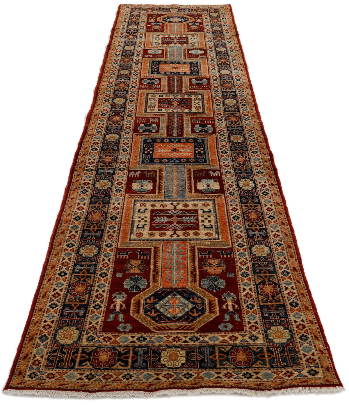 3x11 Burgundy and Blue Traditional Runner