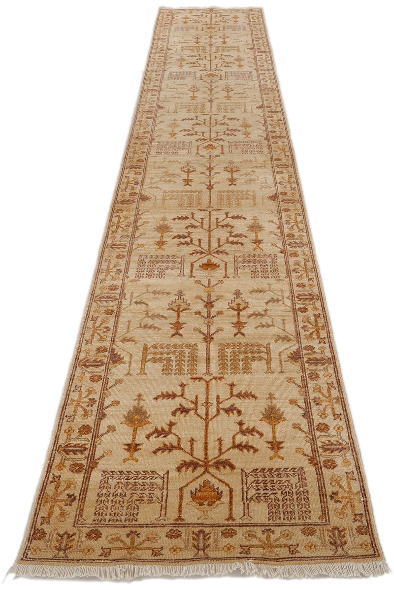 3x14 Ivory and Brown Anatolian Traditional Runner