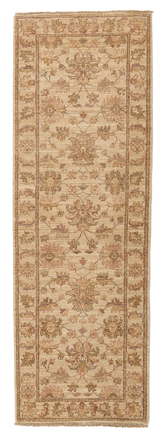 3x8 Ivory and Beige Turkish Oushak Rug