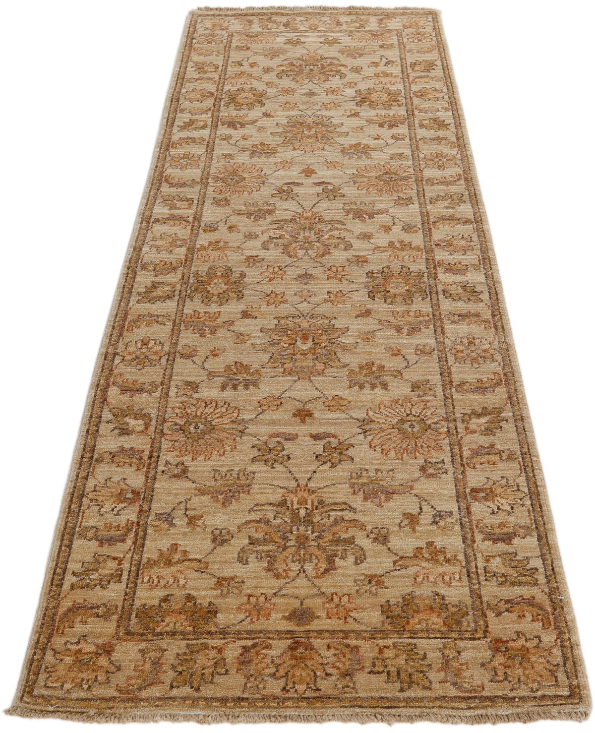 3x8 Ivory and Beige Turkish Oushak Rug