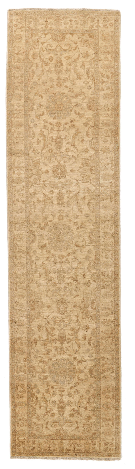 3x10 Beige and Brown Turkish Oushak Runner