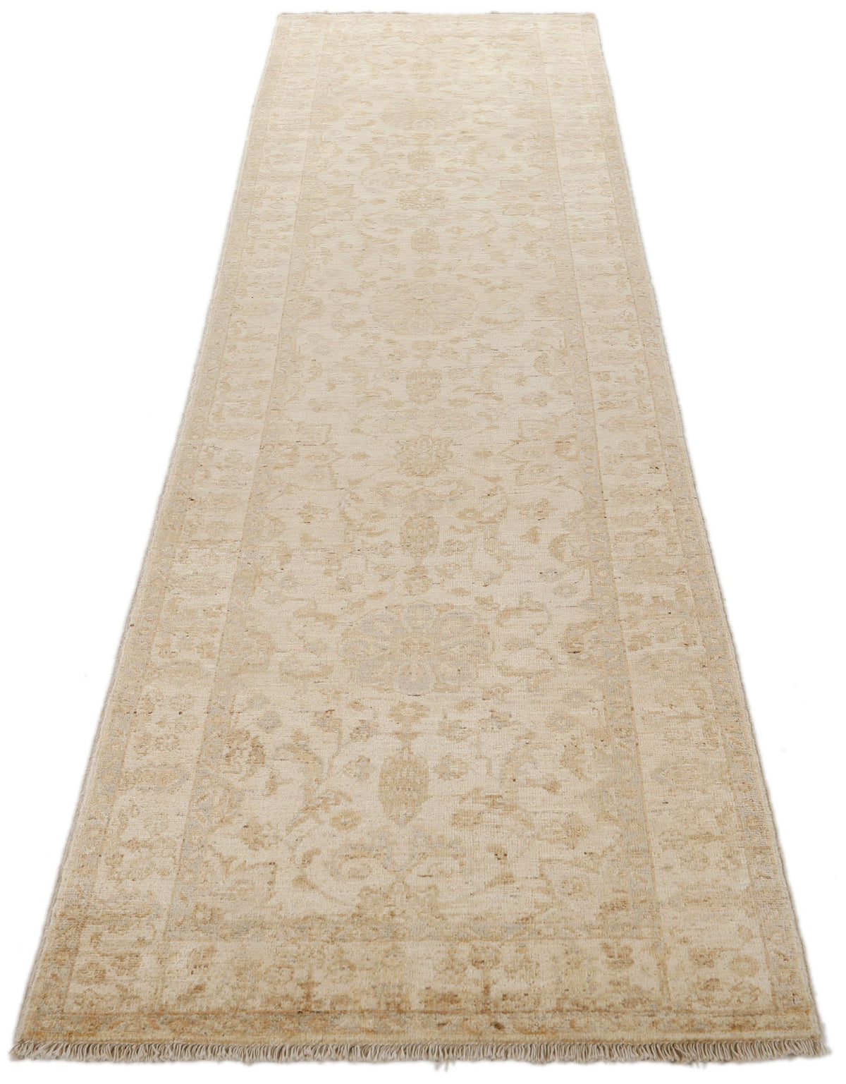 3x10 Beige and Brown Turkish Oushak Runner