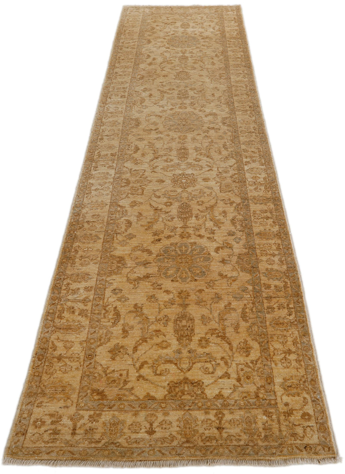 3x10 Beige and Brown Turkish Oushak Runner