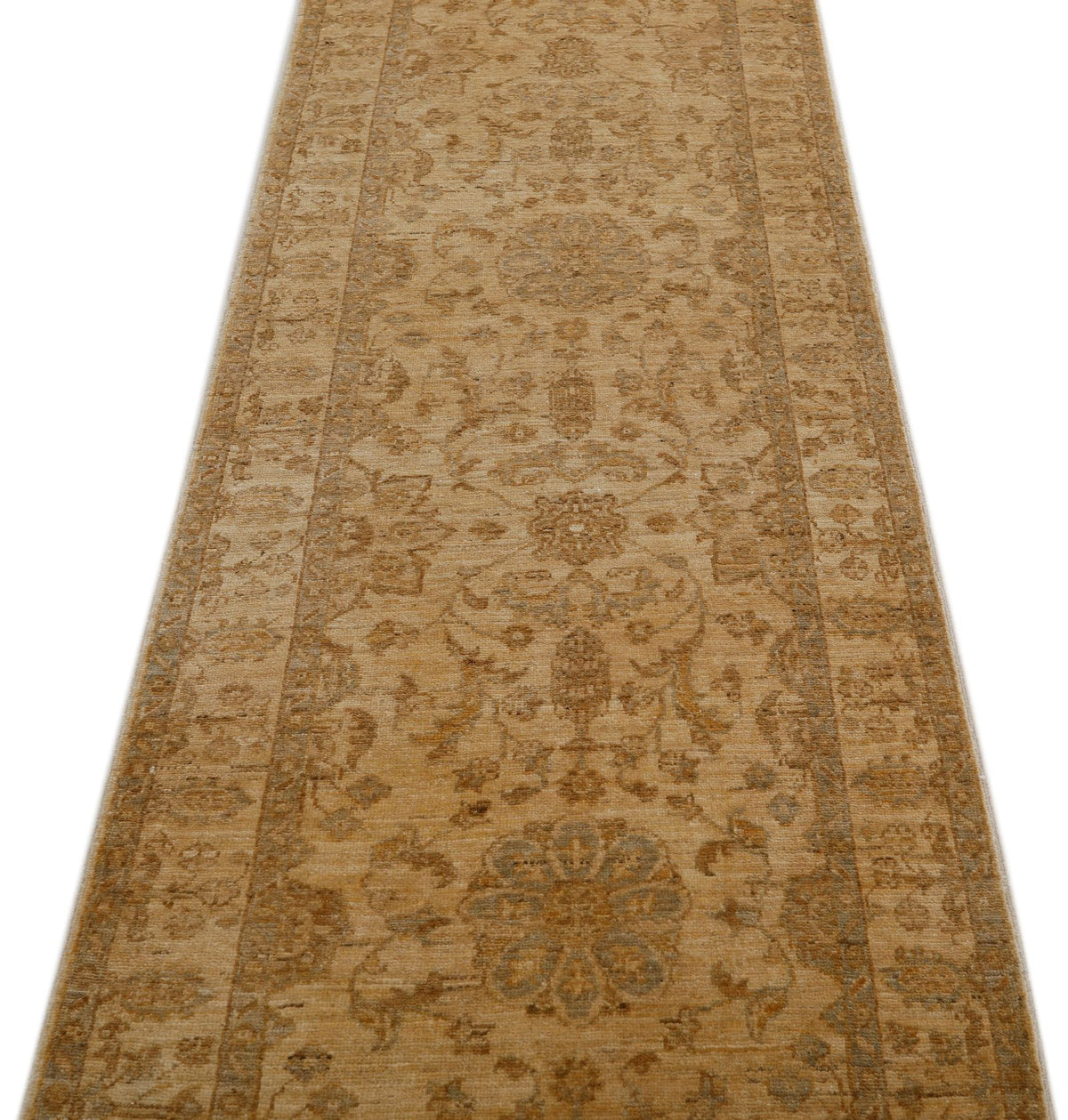 3x10 Beige and Brown Turkish Oushak Runner