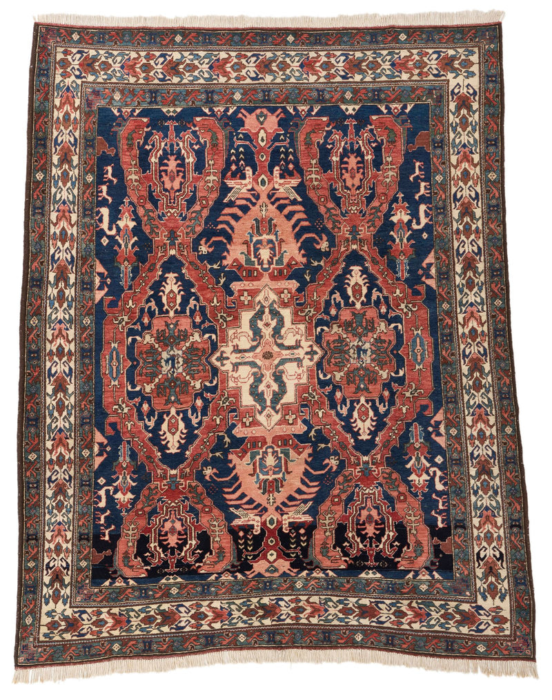8x10 Navy and Ivory Anatolian Traditional Rug