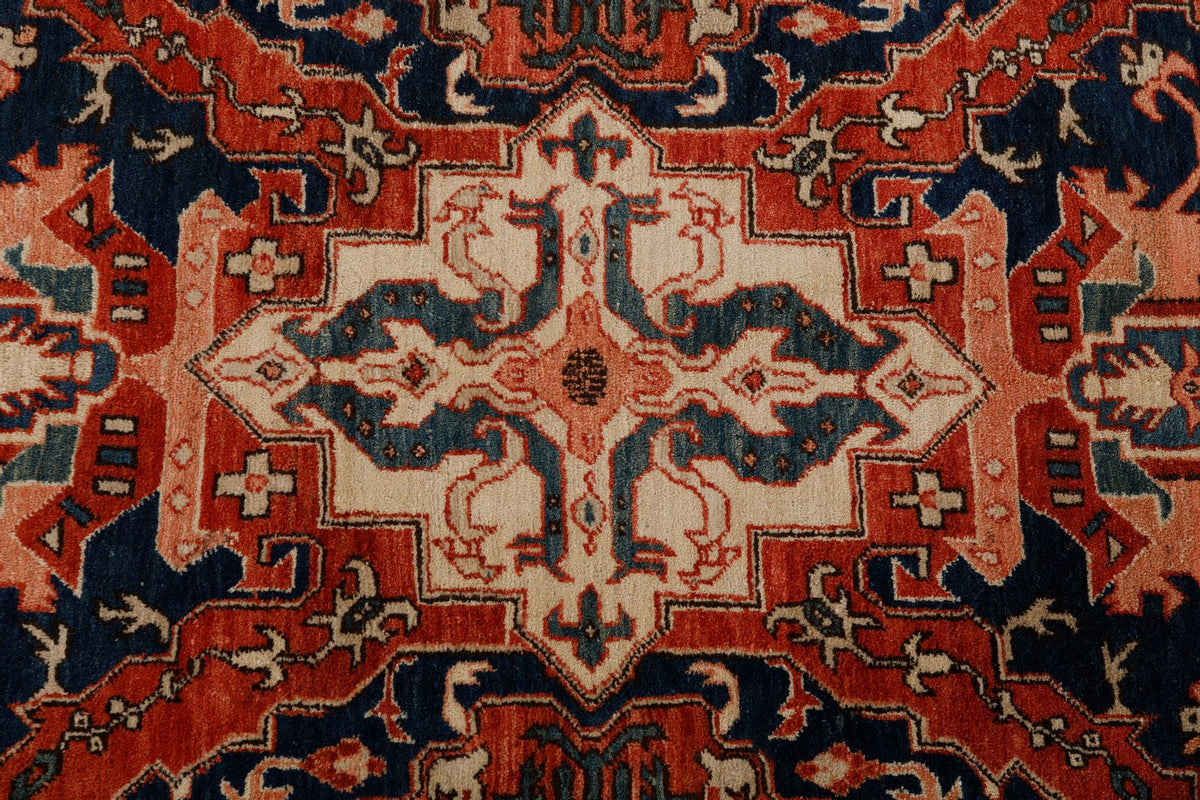 8x10 Navy and Ivory Anatolian Traditional Rug