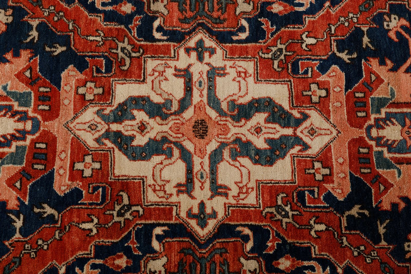 8x10 Navy and Ivory Anatolian Traditional Rug