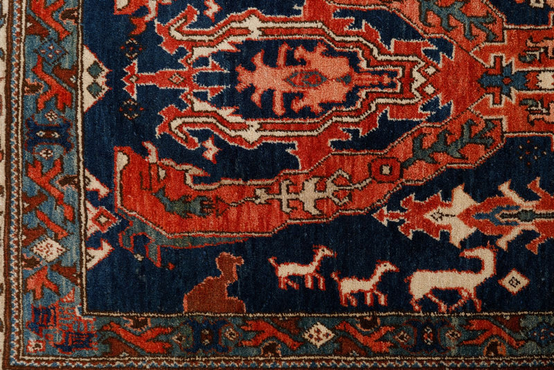 8x10 Navy and Ivory Anatolian Traditional Rug